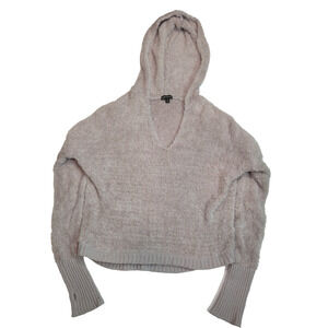 Express Womens Merino Wool Plush Knit Sweater Hoodie Size S Thumb Holes Y2K